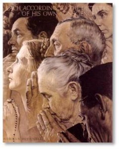 Freedom of Worship by Norman Rockwell, the Four Freedoms