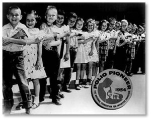 When the Salk polio vaccine came out, we got that, too. Literally everyone knew some family or person affected by polio; after all, President Roosevelt became the poster child for polio when it was revealed after the war that he could not walk. 