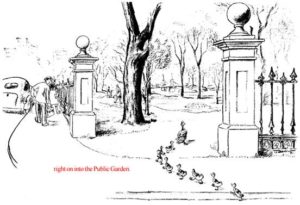 Generations of children have followed the perilous peregrinations of Mrs. Mallard and her children as they marched from Boston’s Charles River Esplanade, across the Inner Embankment Road, down Charles Street, across the corner of Beacon Street and into the Public Garden. 
