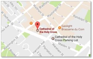 You can find detailed directions to the Cathedral of the Holy Cross on their website.