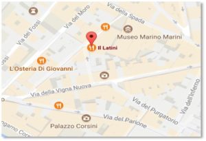 Via Dei Palchetti, Florence, Ristorante Il Latini, street map, small world story