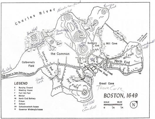 Boston, made land, 1649