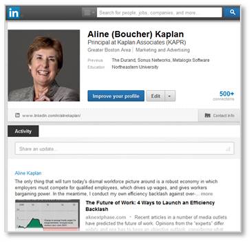 LinkedIn, Aline Kaplan, profile