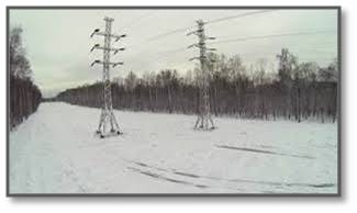 power lines, high-tension lines, winter day