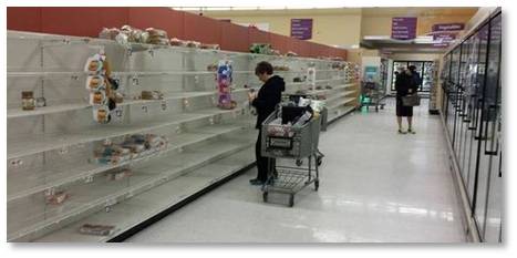 Winter Storm Juno, supermarket, empty shelves, stocking up