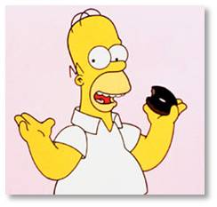 Homer Simpson with a chocolate doughnut
