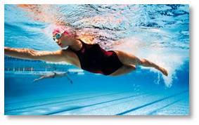 woman swimming laps, swimming pool, lap lanes
