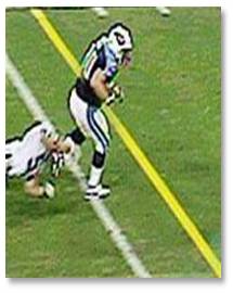 First down line in football, yellow line