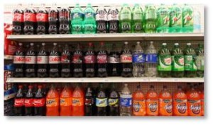 soda bottles in the supermarket