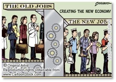 Hank Greenberg, cartoon, underemployment, the new jobs