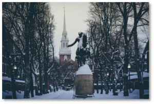 Boston By Foot, Dark Side of Boston, North End, Old North Church, Paul Revere statue, the Prado