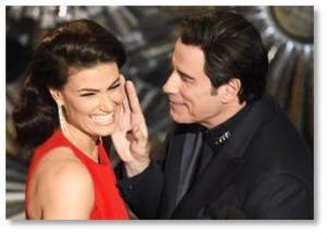 John Travolta and Idina Menzel at the Academy Awards