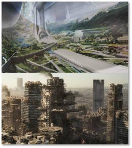 Or would it be a dystopian world like the one in Elysium where in which the One Percent live lavish lifestyles safely removed from desperate masses who struggle to survive with no money and no help? 