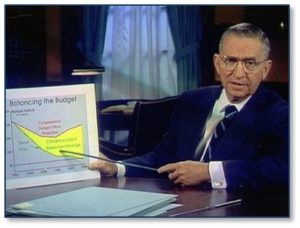 The only time a Presidential candidate actually used visual aids was in 1992 when Ross Perot employed them to demonstrate his position on the future of the economy and the growth of the national debt. He spoke directly to the American people and showed us what he meant with actual graphics. 