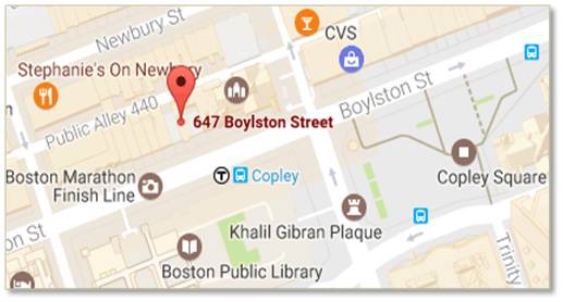  647 Boylston Street is located between Dartmouth and Exeter Streets across from the Boston Public Library’s newly renovated Johnson Building. 