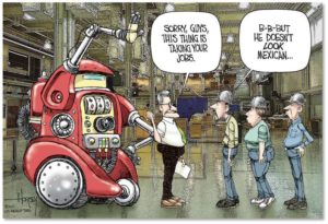American employment and robot taking factory jobs