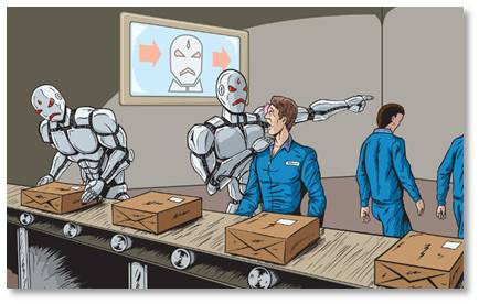Robots replacing workers on the production line