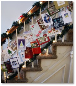 Christmas cards, staircase, balusters