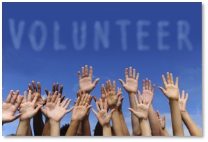 volunteer, work community, new community, show up, contribute