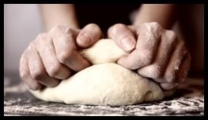 kneading bread, home-baked bread, bread dough