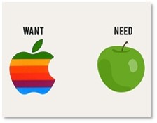 Want vs Need, Apple logo