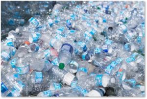 plastic water bottles, single-use water bottles, trash, food waste