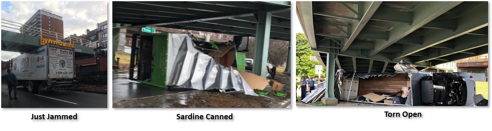 Storrow Drive, Getting Storrowed, low-clearance bridges, sardine-canned, jammed