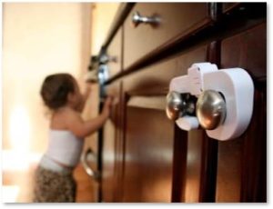 Toddler, childproofing, childproofed cabinet doors