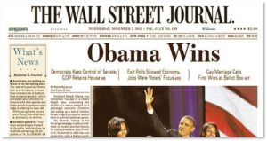 The Wall Street Journal, front page, Obama Wins