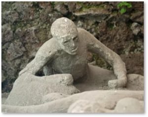 citizen of Pompeii, plaster cast, Mount Vesuvius
