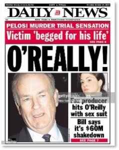 Bill O'Reilly, Fox News, New York Daily News, sexual harassment, male impropriety