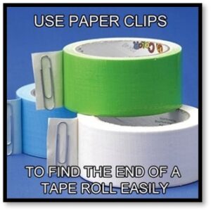 Paper clips, end of tape roll, hack, practical hacks