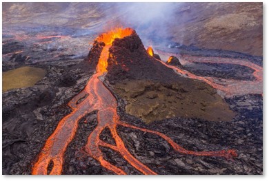 Fagradalsfjall volcano, Iceland, molten lava, partially cooled lava