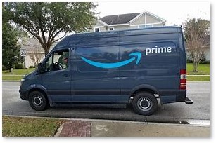 Amazon Prime, delivery truck, smile,
