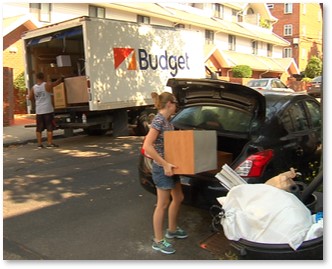 college kids, Boston, move-in day, box truck, university, college, apartment
