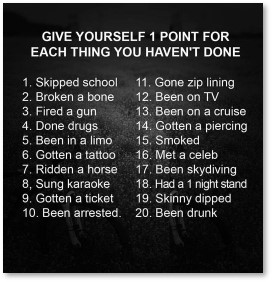 Give Yourself 1 Point for Each Thing You Haven't Done, social engineering, scams, internet