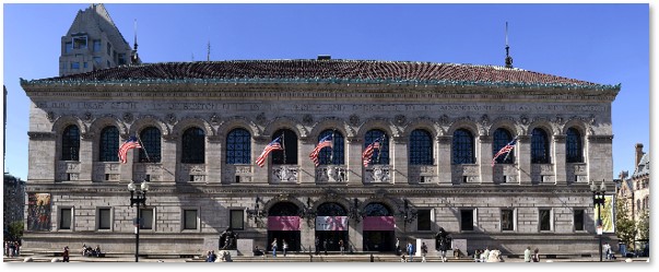 Boston Public Library, Central Branch, BPL, McKim Building, Charles Follen McKim, Copley Square, Boston