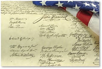 Declaration of Independence, signatures, cursive writing, American history,