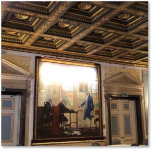 Wyeth Room, Langham Boston Hotel, N.C. Wyeth, financial murals, Federal Reserve Bank, George Washington