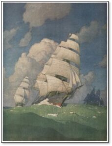 The Clippers, NC Wyeth, mural, Boston, Bank of America