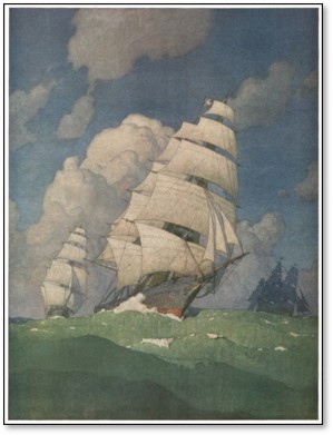 The Clippers, NC Wyeth, mural, Boston, Bank of America