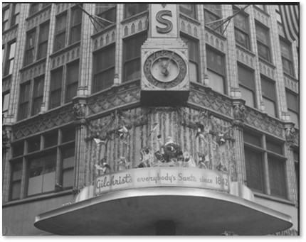 Gilchrist's Department Store, Washington Street, Tremont Street, Richard Clipston Surgis, canopy, neon sign, clock
