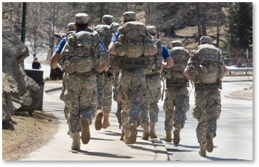 Army, running, ruck sacks, infantry