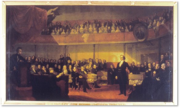 Webster's Second Reply to Hayne, GPA Healy, Faneuil Hall, Boston, Great Hall