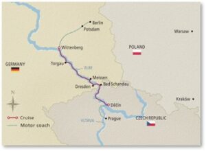 Elegant Elbe, Viking River Cruises, map, Germany, Czech Republic