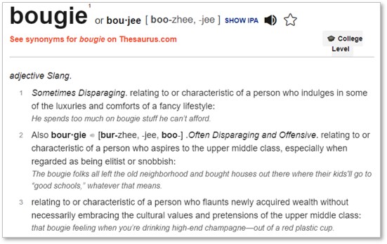 Bougie, definition, bourgeoise