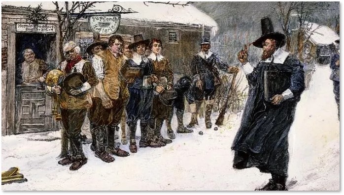 Puritan Governor Stopping Christmas Celebrations