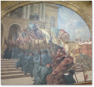 Return of the Colors to the Custody of the Commonwealth, Massachusetts State House, Henry Oliver Walker, Edward E. Simmons, mural, Civil War