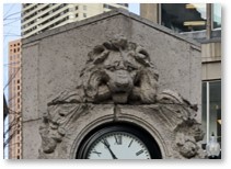Filene's Lion, Washington Street, Downtown Crossing, Boston, shopping district, timely lion, clock