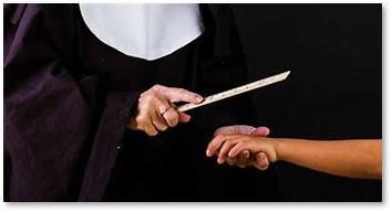 Nun with ruler, elementary school, corporal punishment